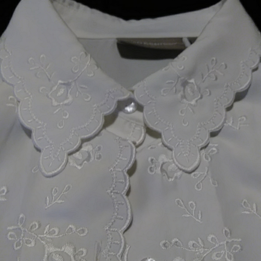 Silky white embroidered blouse